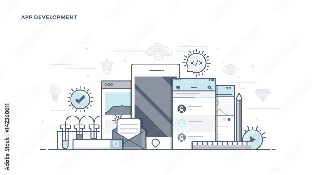 Aufkleber flat line desin header - app development