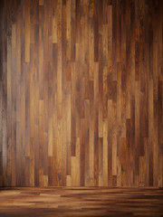 illustration render black interior with wood wall