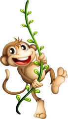 Monkey cartoon on a branch