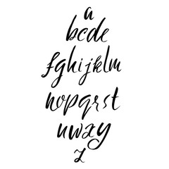 Hand drawn font. Modern brush lettering. Elegant alphabet. Vector illustration.