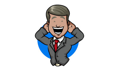 Boss laugh character vector, boss laugh icon