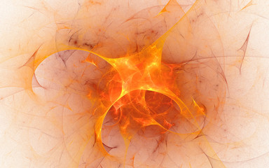 3D rendering and isolated abstract fire flame fractal on white background