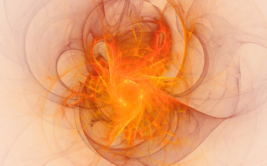 3D rendering and isolated abstract fire flame fractal on white background