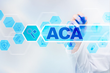 Medical doctor drawing aca on the virtual screen.