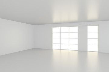 Empty white room interior office. 3d rendering.