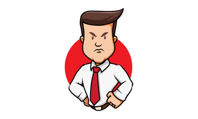 Office male angry character vector, office woman angry icon