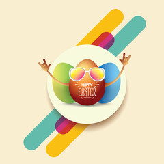 vector happy easter card with rock n roll egg