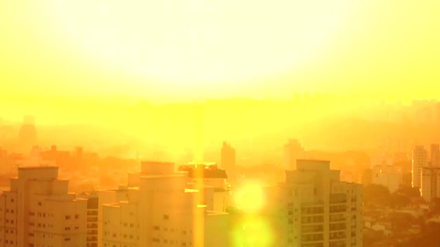 View of sao paulo city during golden hour sunset time