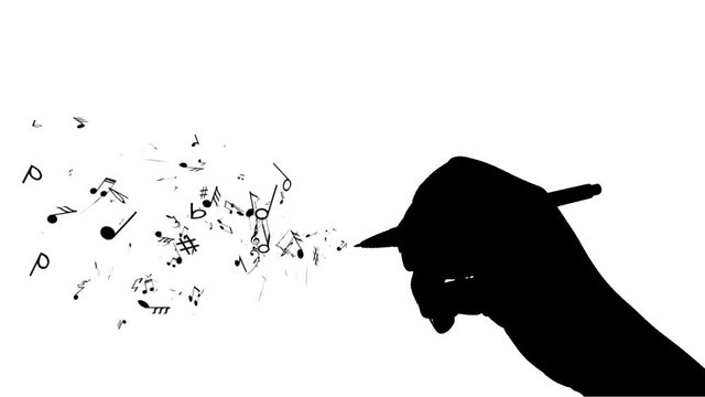 Author composes music. Hands make music