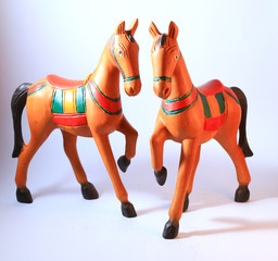 horse wood craft isolated on white background.
