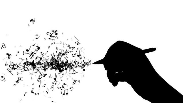 Author composes music. Hands make music