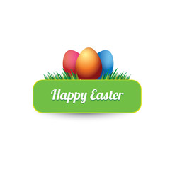 Easter vector green glossy button with easter egg