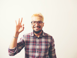Fototapeta premium Portrait, hipster style funny crazy.