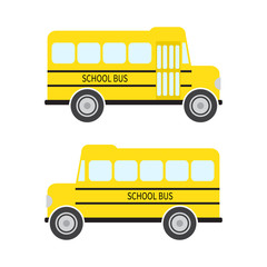 School bus in flat style. Vector illustration. - 142367073