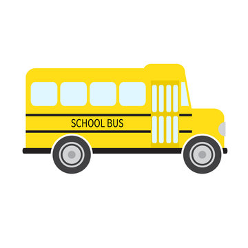 School bus in flat style. Vector illustration.