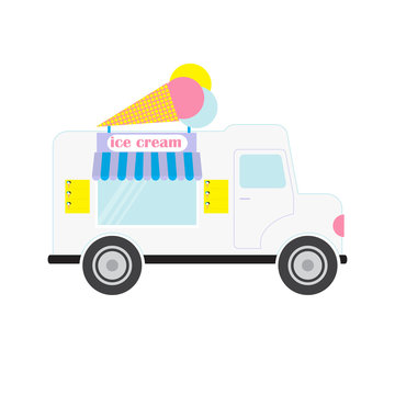 Ice cream truck/van  vector illustration.