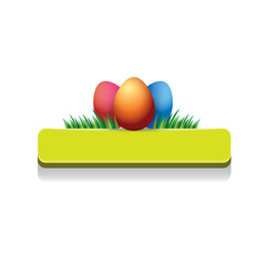 Easter vector green glossy button with easter egg
