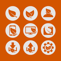 SET GREEN ICON COMPUTER LOGO DESIGN