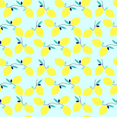 Summer seamless lemon pattern. Design element for wallpapers, baby shower invitation, birthday card, scrapbooking, fabric print etc. Vector illustration. 