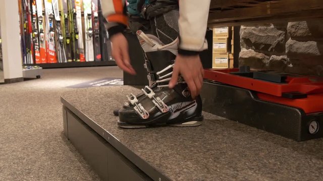 Instance of a ski boot in ski rental service