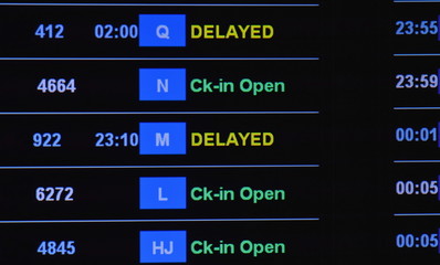 timetable showing and informed flight status in airport