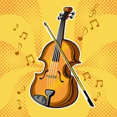 Crédence de cuisine en verre imprimé Pop Art Violin musical instrument vector illustration