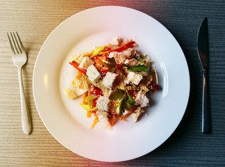 Delicious salad with cheese