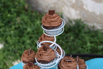 Chocolate Mint Cupcakes On A Stand