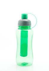 green plastic water bottle or  canteen