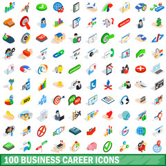100 business career icons set, isometric 3d style