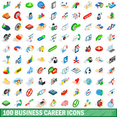 Obraz premium 100 business career icons set, isometric 3d style