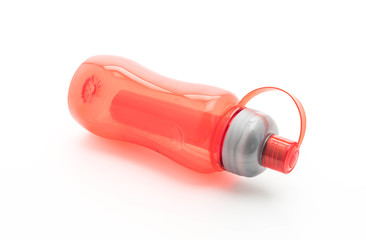 red plastic water bottle or  canteen