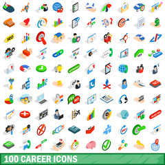 100 career icons set, isometric 3d style