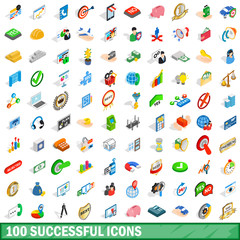 Obraz premium 100 successful icons set, isometric 3d style