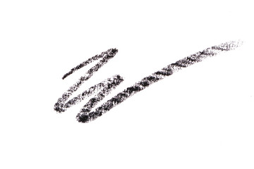 Black color cosmetic pencil strokes isolated on white background
