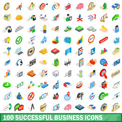 100 successful business icons set, isometric style