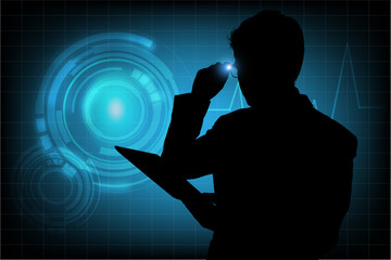 Businessman using computer tablet isolate on white background