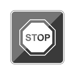 App Button schwarz reflektierend stoppschild