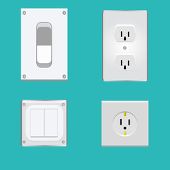 Realistic illustration of switches and sockets set