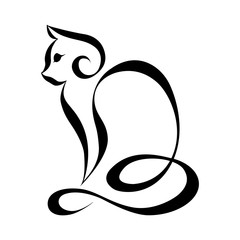 Cat silhouette logo. Continuous line, vector illustration