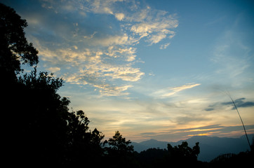 Sunset on mountain background