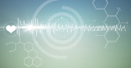 White medical interface and flare against blue green background