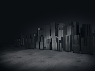 Abstract city for background,dark city 3D rendering