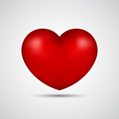 Red heart on gray background. Vector illustration eps 10.
