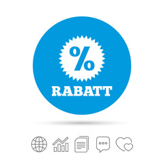 Rabatt - Discounts in German sign icon. Star.