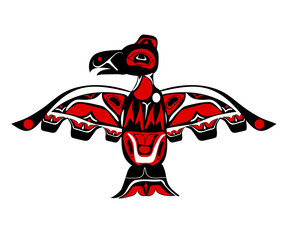totem bird indigenous art stylization