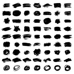 Set of 63 paint splashes isolated on white