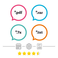 Document signs. File extensions symbols.