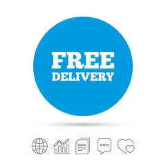 Free delivery sign icon. Delivery button.