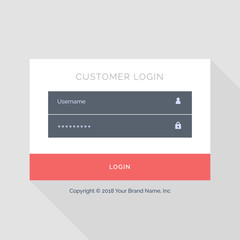 flat white login form UI template design